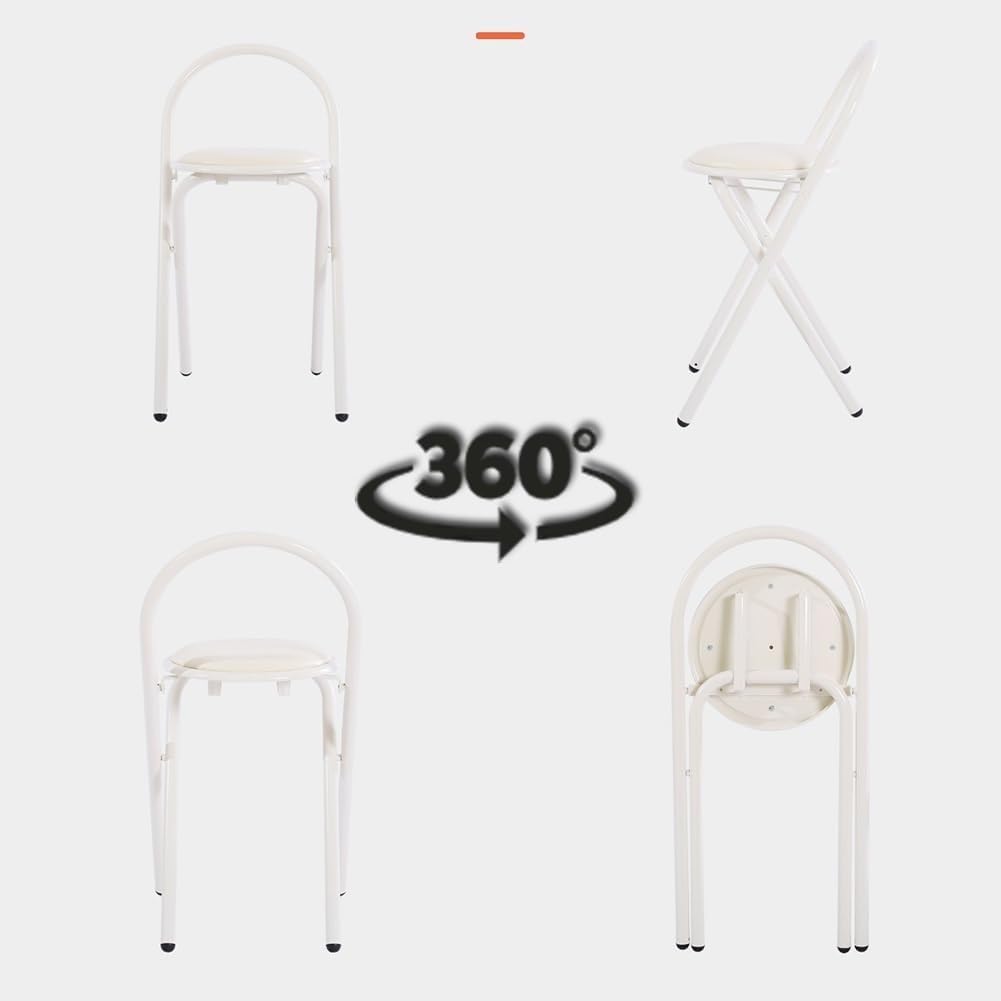 18in Padded Folding Stool with Backrest V800
