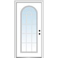 Steel Primed Left Hand In-Swing Prehung Front Door Full Lite Round Top Clear Glass 36" x 80" J22494
