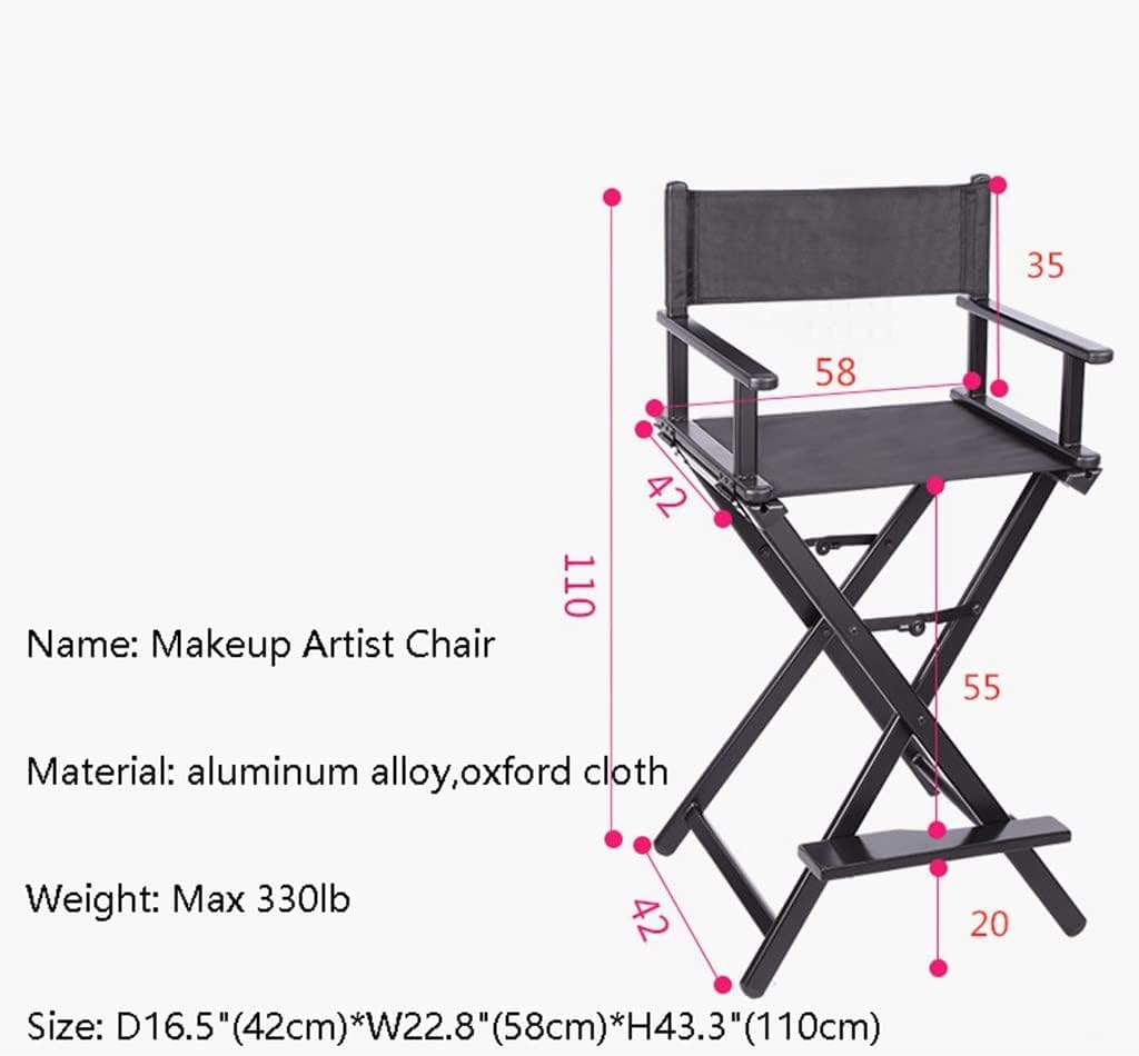 Black Aluminum Folding Director's Chair with Footrest D68321