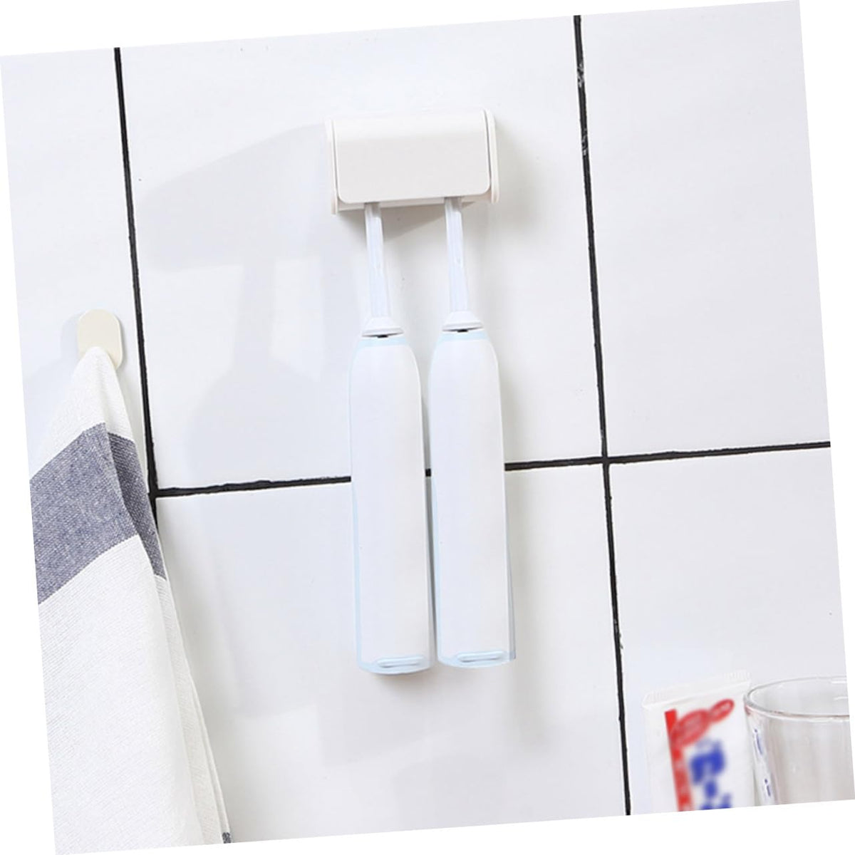 2 Pack Wall Mount Plastic Electric Toothbrush Holder V44322