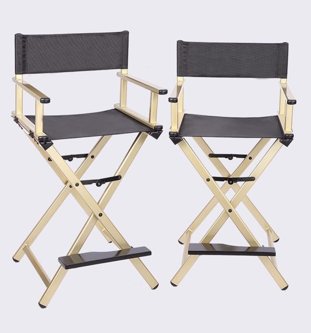 Black Aluminum Folding Director's Chair with Footrest D68321