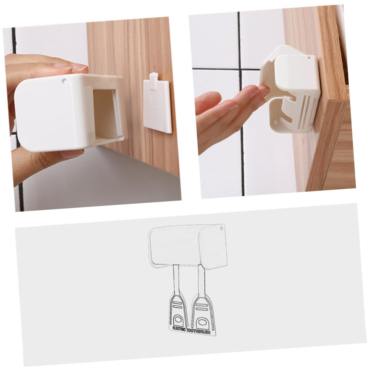 2 Pack Wall Mount Plastic Electric Toothbrush Holder V44322