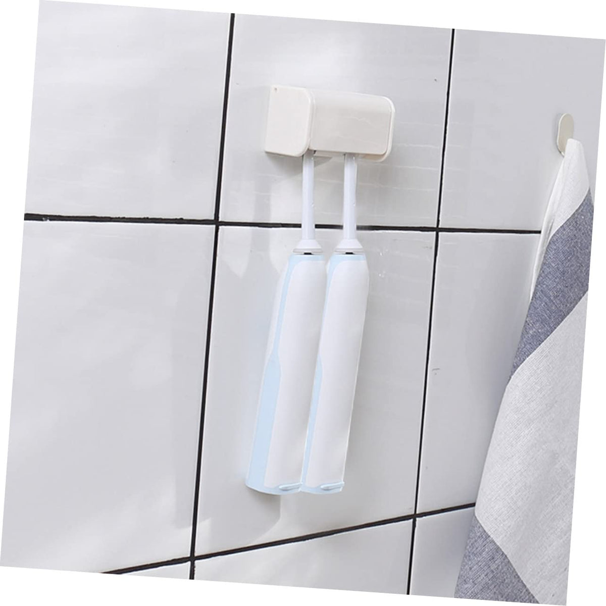 2 Pack Wall Mount Plastic Electric Toothbrush Holder V44322