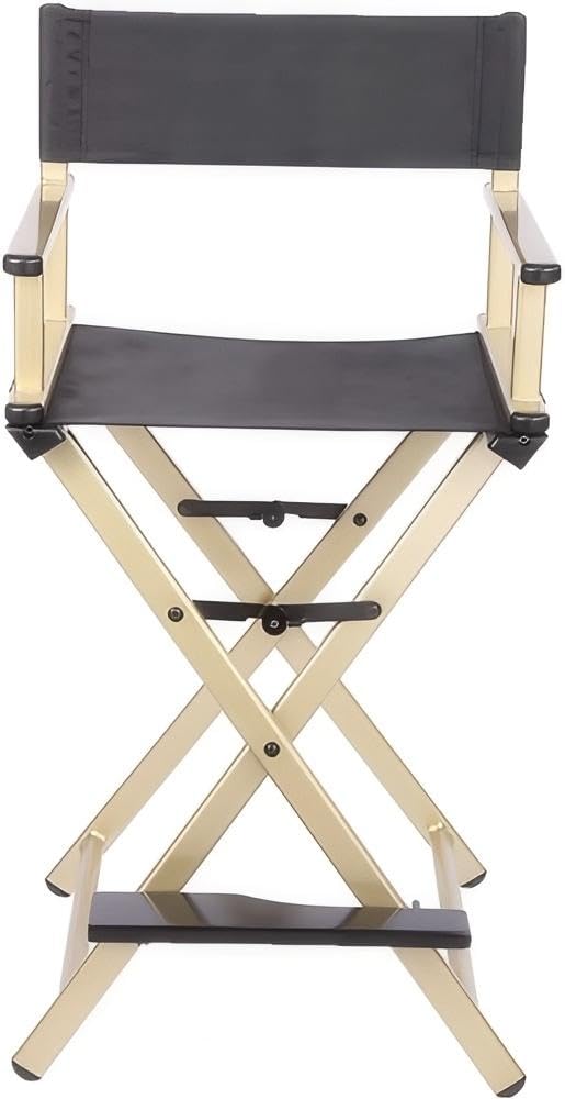 Black Aluminum Folding Director's Chair with Footrest D68321