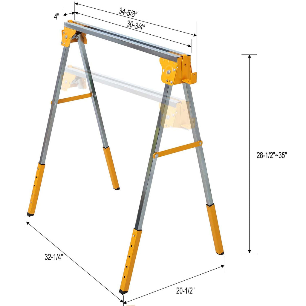 Adjustable Folding Steel Sawhorse 2 Pack D1680