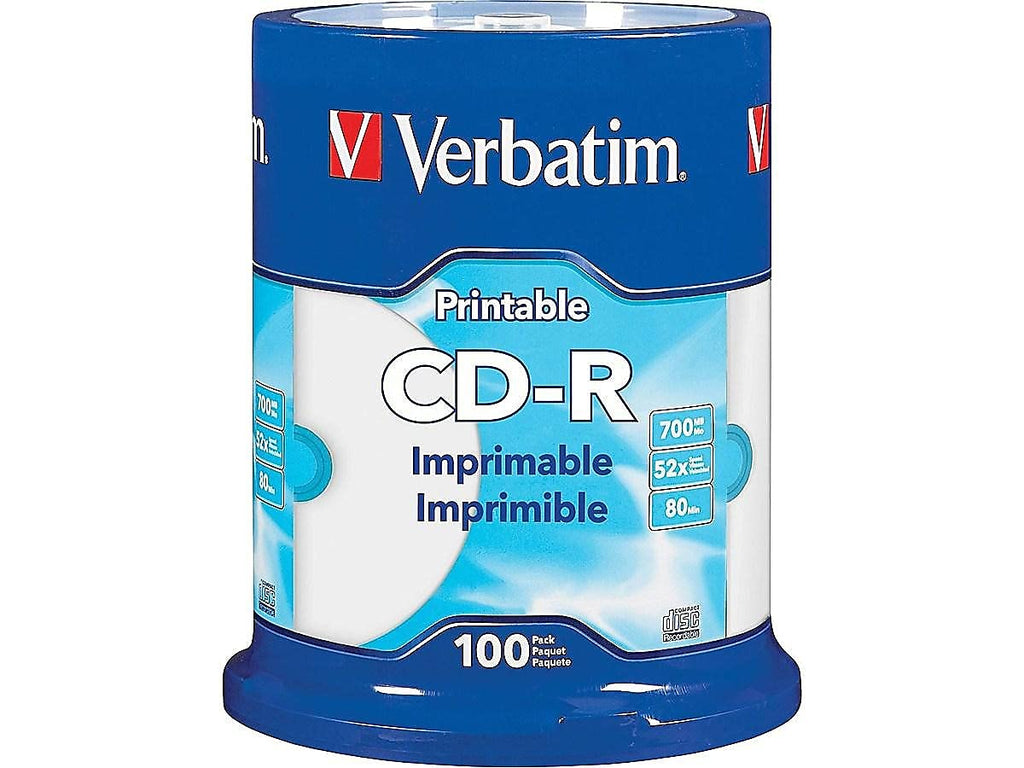 CD-R 52X 700MB/80 Minute White Inkjet Printable 100 Pack Spindle J529
