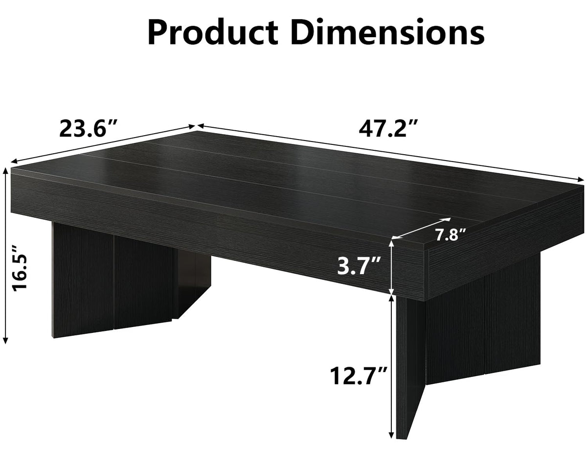 47" Black Wood Rectangle Coffee Table F733045