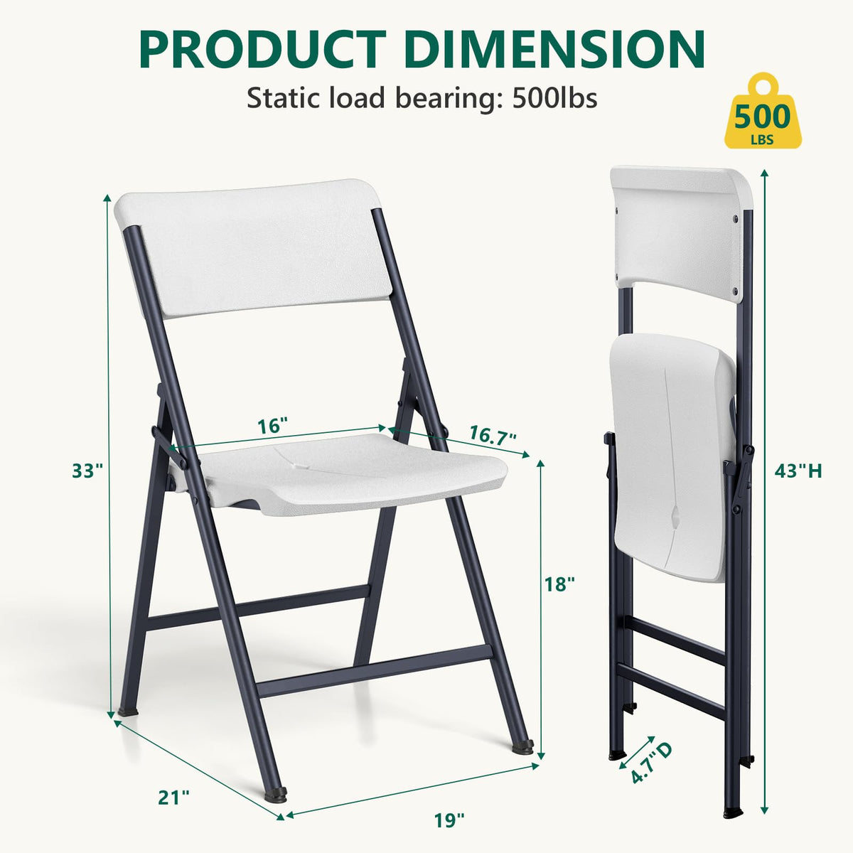 White 4 Pack Plastic Folding Chairs with Metal Frame B485