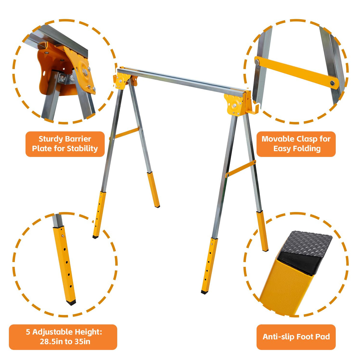 Adjustable Folding Steel Sawhorse 2 Pack D1680