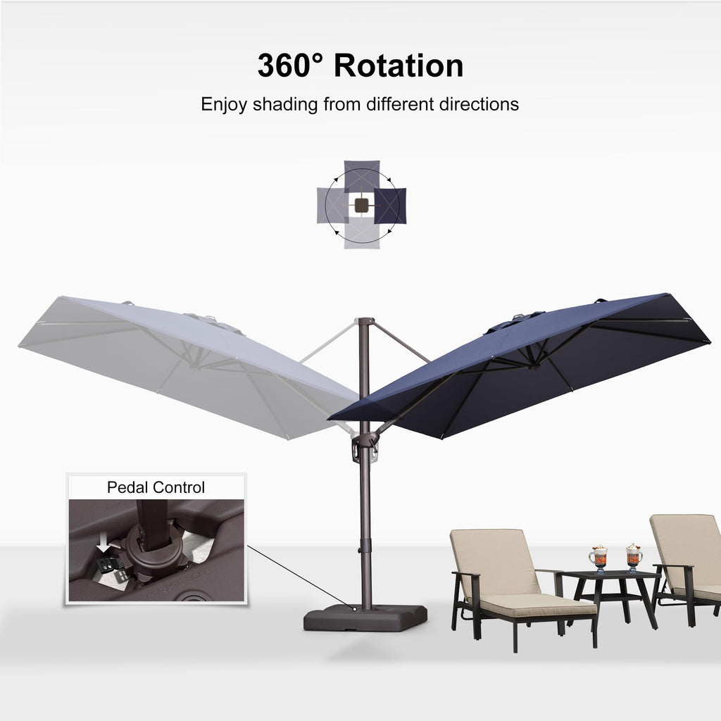 Navy Blue 8' X 8' Cantilever Umbrella with Base D718722
