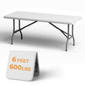 6FT Folding Table with Carry Handle, White, 1 Pack P396720