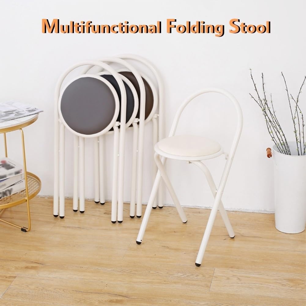18in Padded Folding Stool with Backrest V800