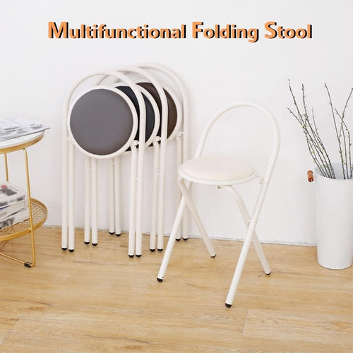 18in Padded Folding Stool with Backrest V800