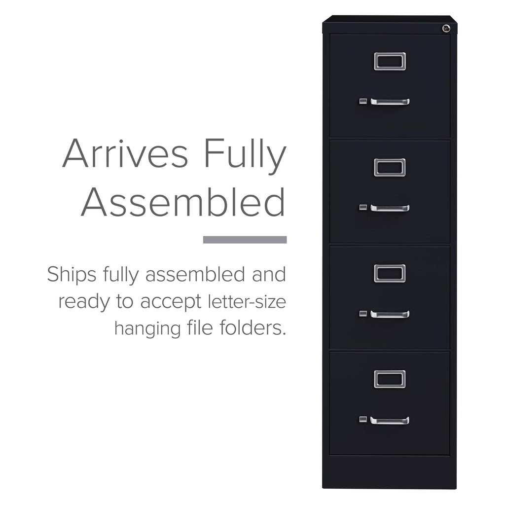 15" W 4 Drawer Vertical File Cabinet, Black, Letter A8064