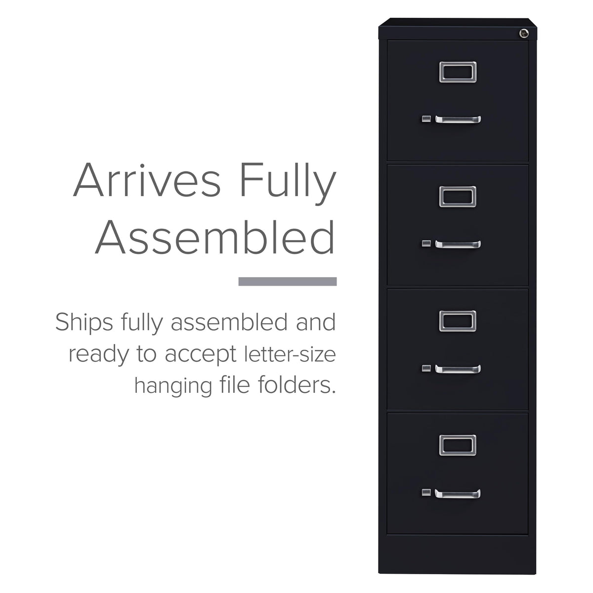 15" W 4 Drawer Vertical File Cabinet, Black, Letter A8064
