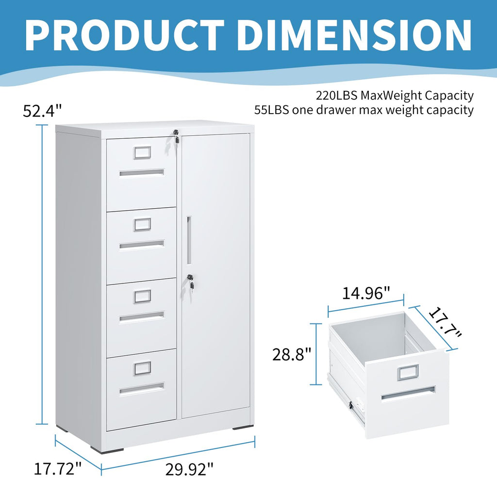 4 Drawer Metal File Cabinet with Lock X7515