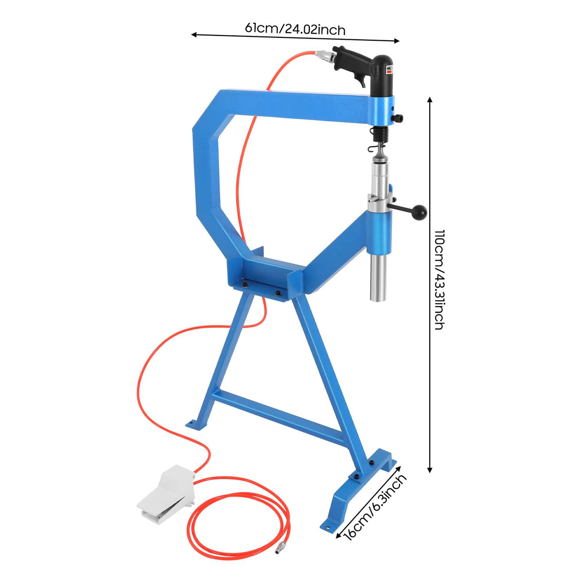 Air Powered Pneumatic Planishing Hammer with Foot Pedal and 3 Anvils O88863