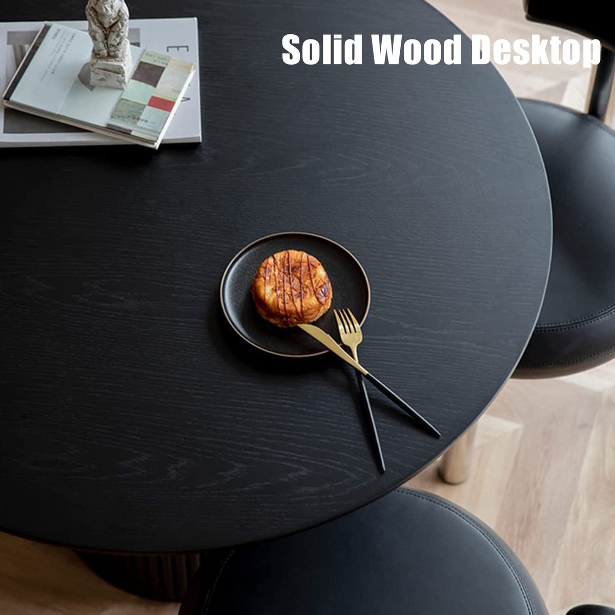 Black Pine Wood Round Dining Table B46667