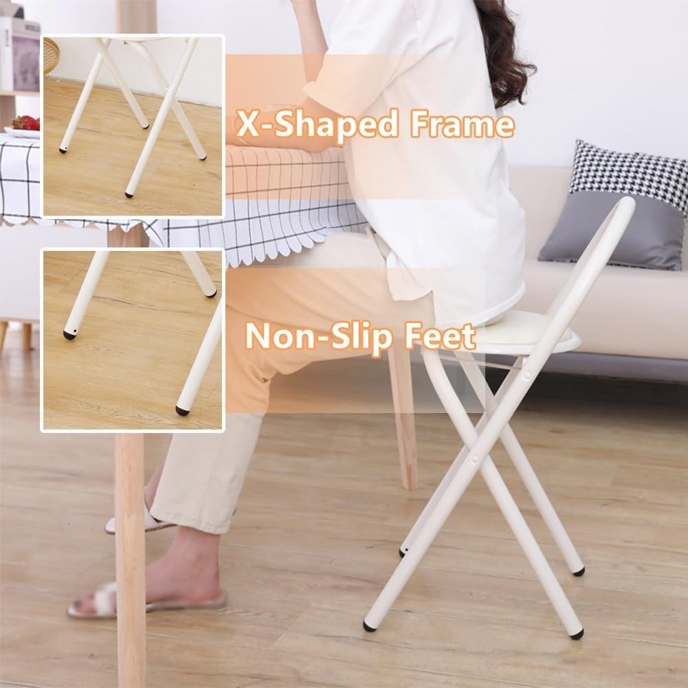 18in Padded Folding Stool with Backrest V800