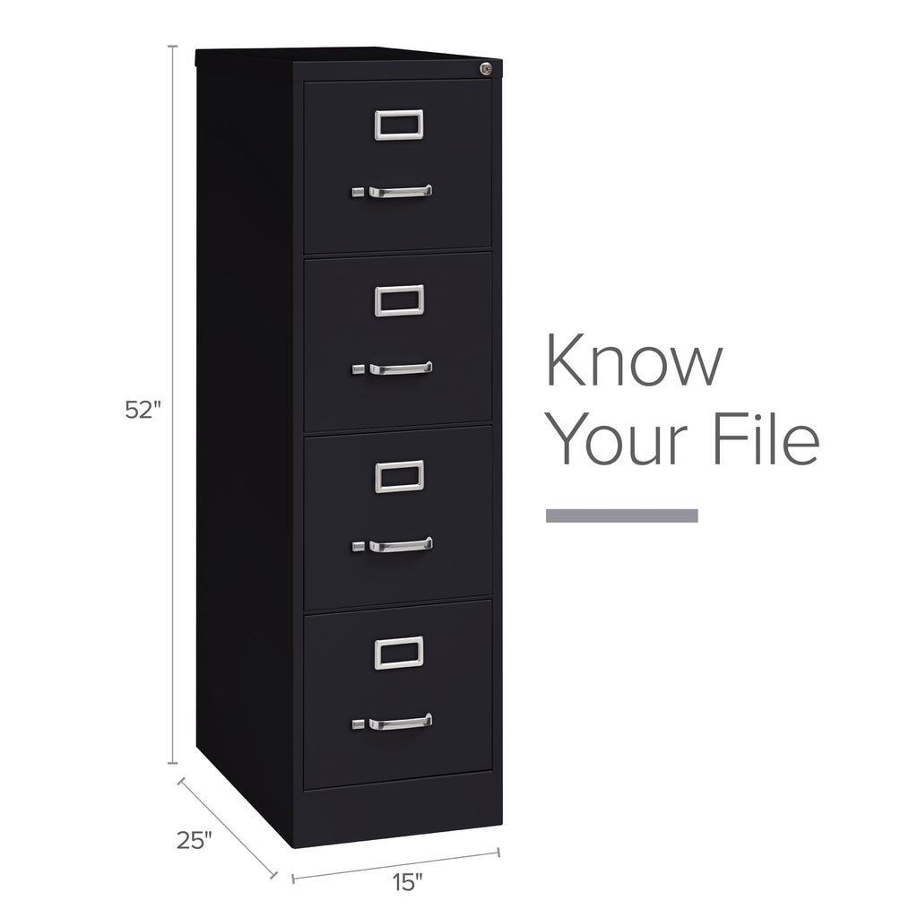 15" W 4 Drawer Vertical File Cabinet, Black, Letter A8064