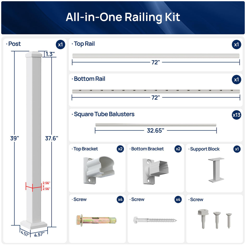 White Modular Stair Railing Kit P7327