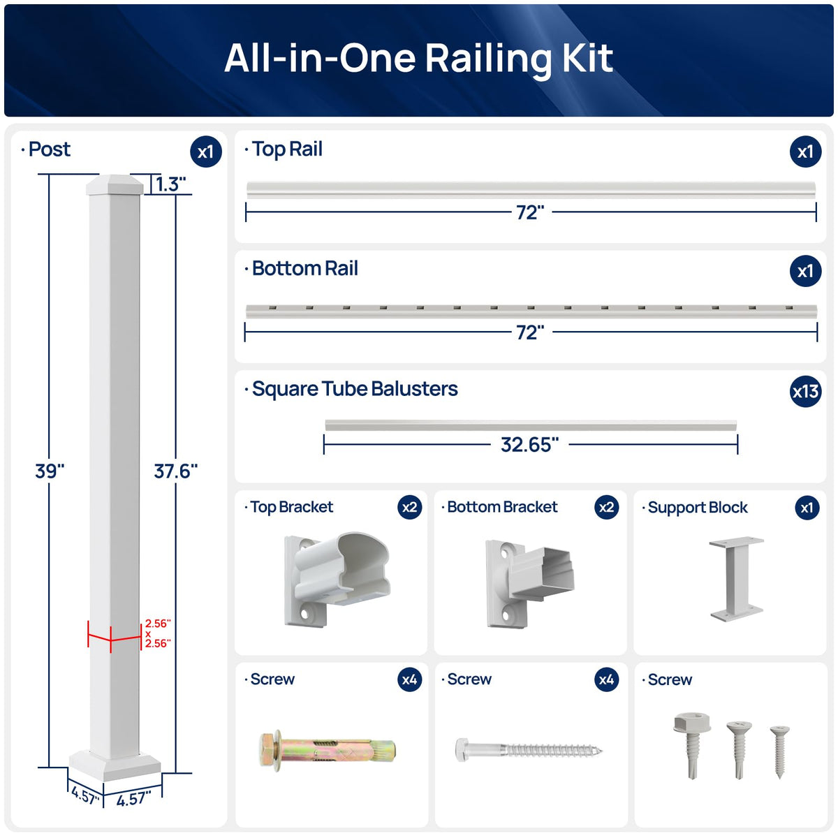 White Modular Stair Railing Kit P7327