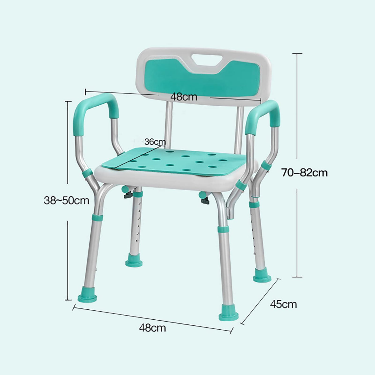 Heavy Duty White Shower Chair with Arms Back Adjustable M45014