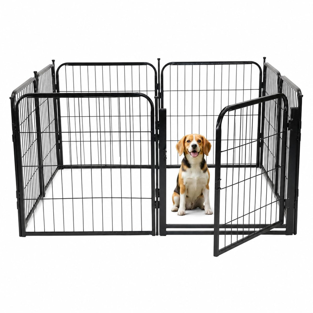 24 inch 8 Panel Portable Black Metal Pet Playpen L58007