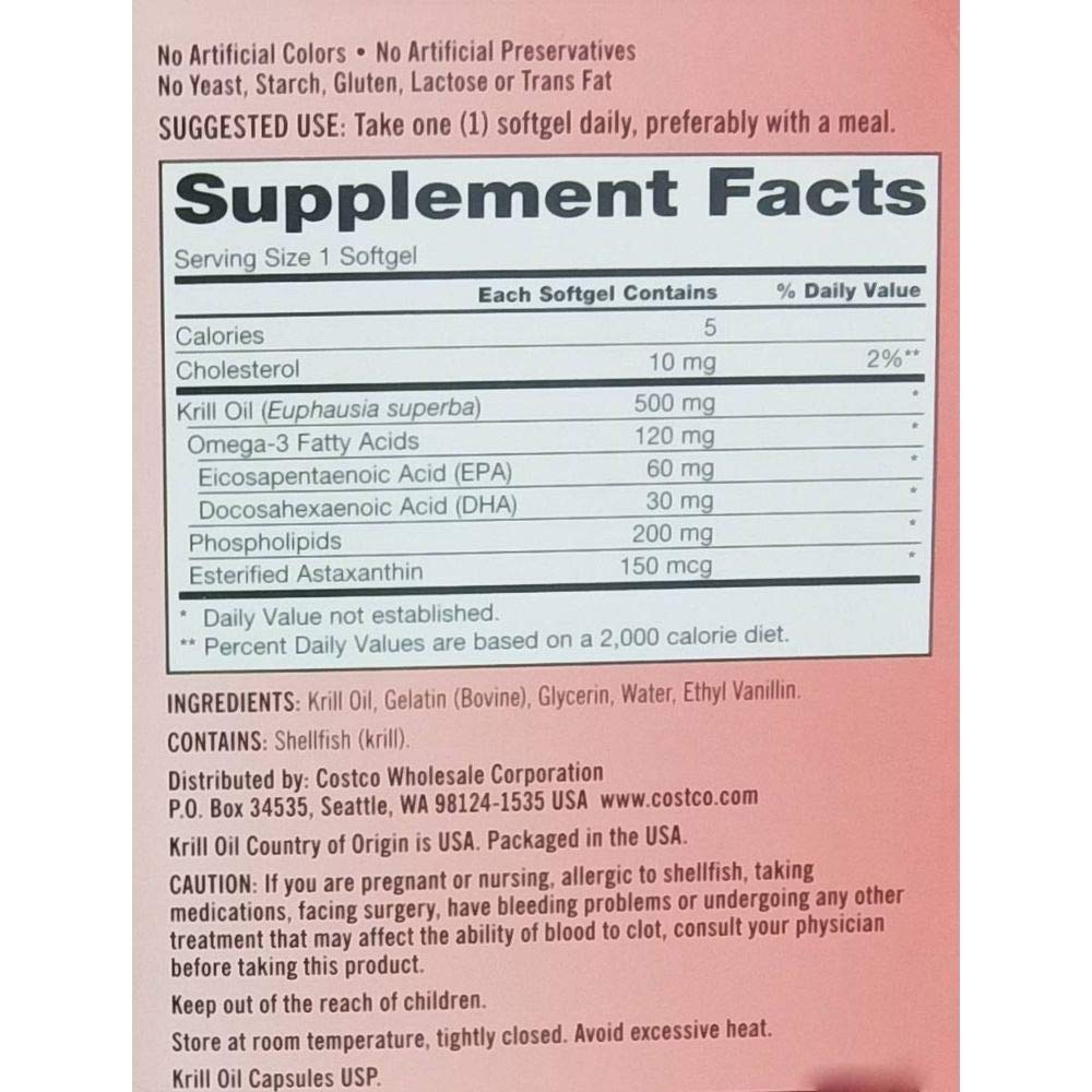 Krill Oil 500 Milligram 160 Softgels W8276