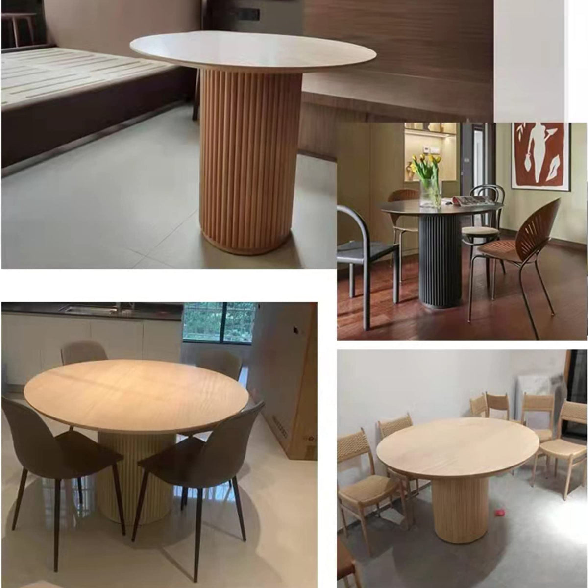 Black Pine Wood Round Dining Table B46667