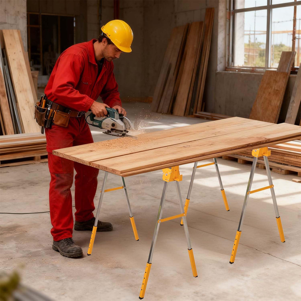 Adjustable Folding Steel Sawhorse 2 Pack D1680