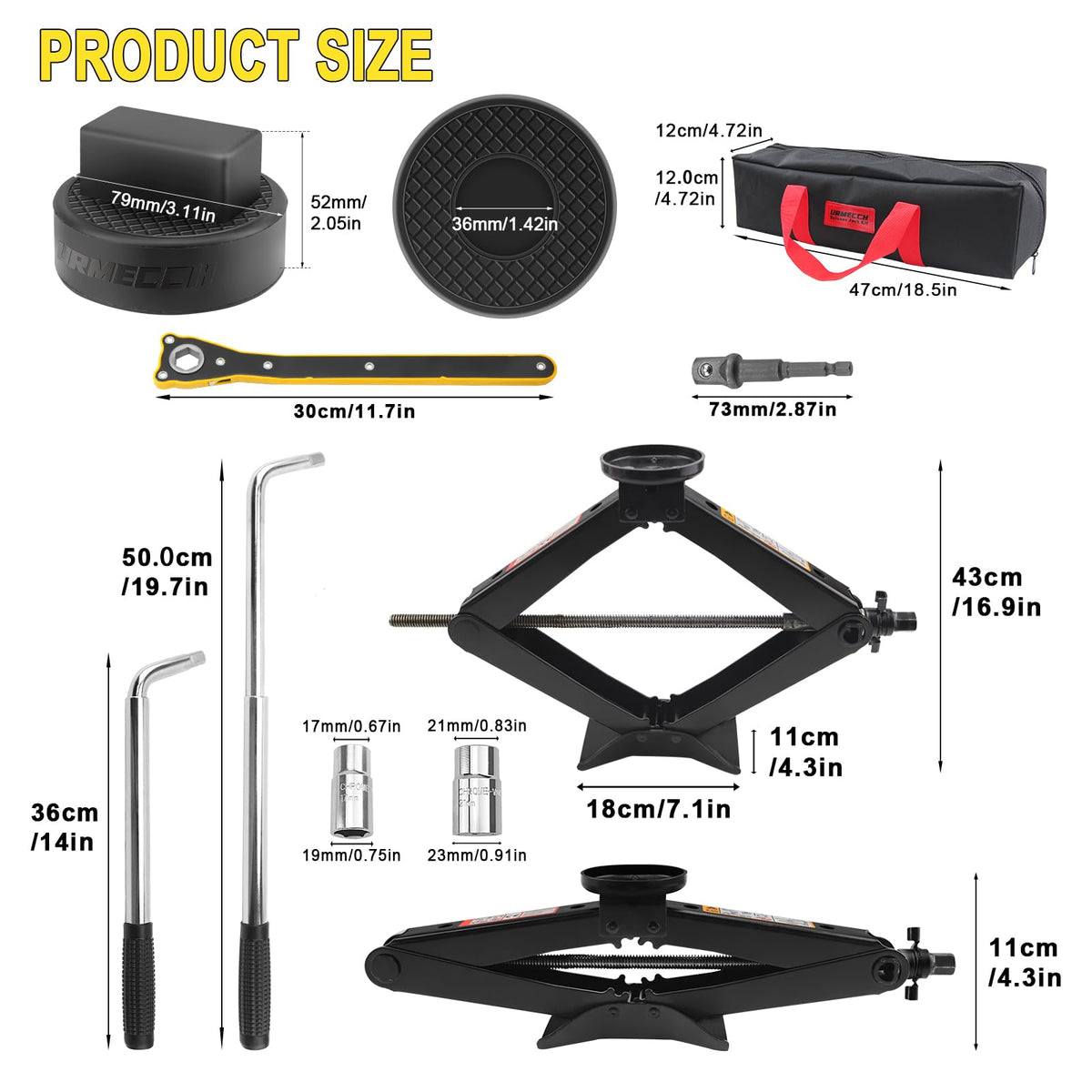 3-Ton Scissor Jack Kit with Rubber Jack Pad and L-Wrenches Y8361