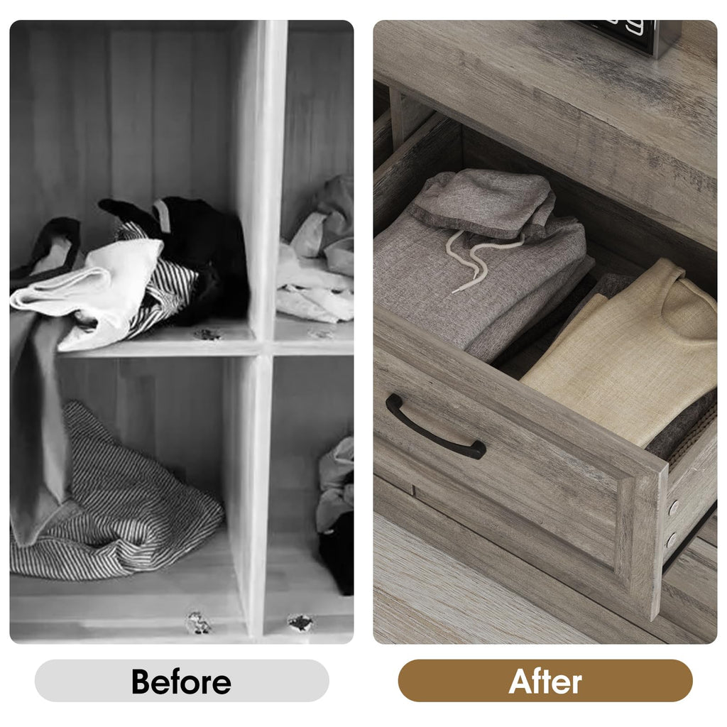 Ash Grey 6 Drawer Wood Dresser T568