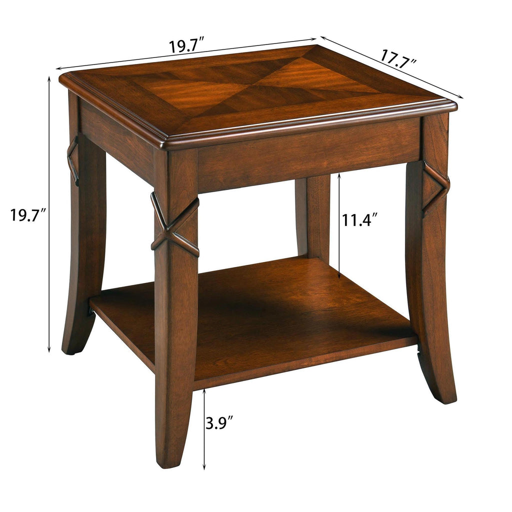 Solid Wood Side End Table with Storage Shelf C852524