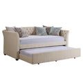 Beige Velvet Tufted Upholstered Twin Daybed with Trundle S48248
