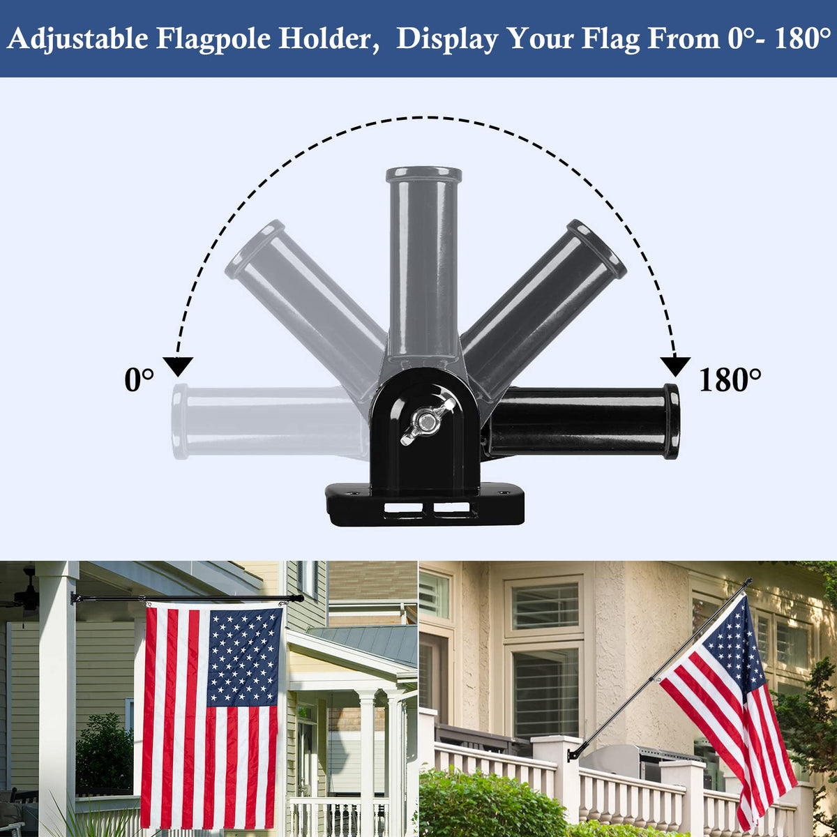 Adjustable Aluminum Flag Pole Holder 1" Inner Diameter C2543