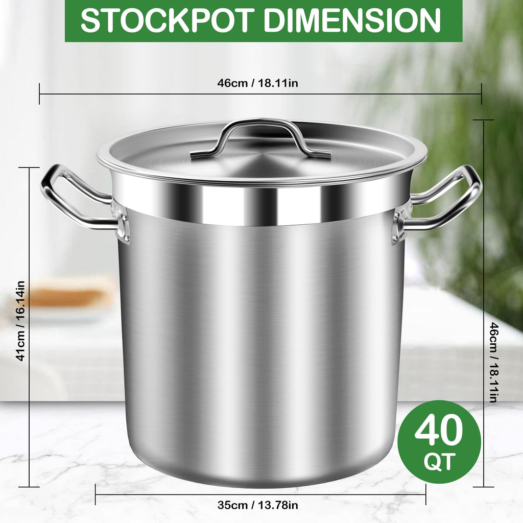 40 Quart Stainless Steel Stockpot with Lid W5864