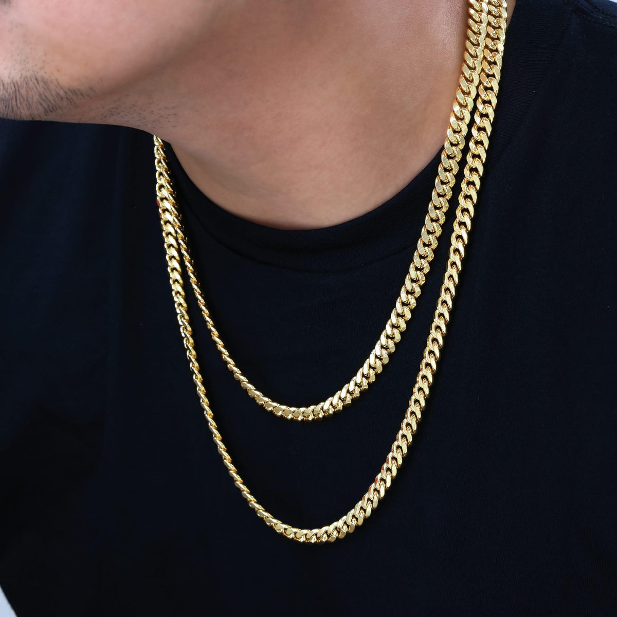 10K Yellow Gold Cuban Link Chain Necklace B397