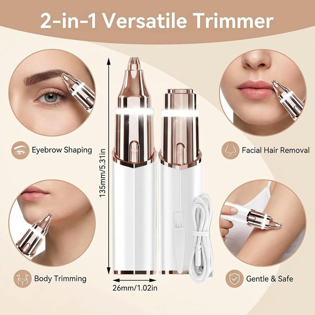 Rechargeable 2-in-1 Facial Hair Remover and Eyebrow Trimmer V82795