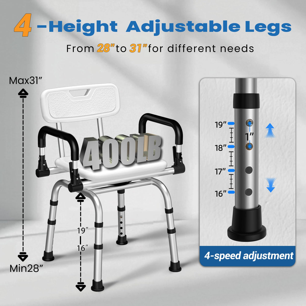 360° Rotating Adjustable Padded Shower Chair F96533