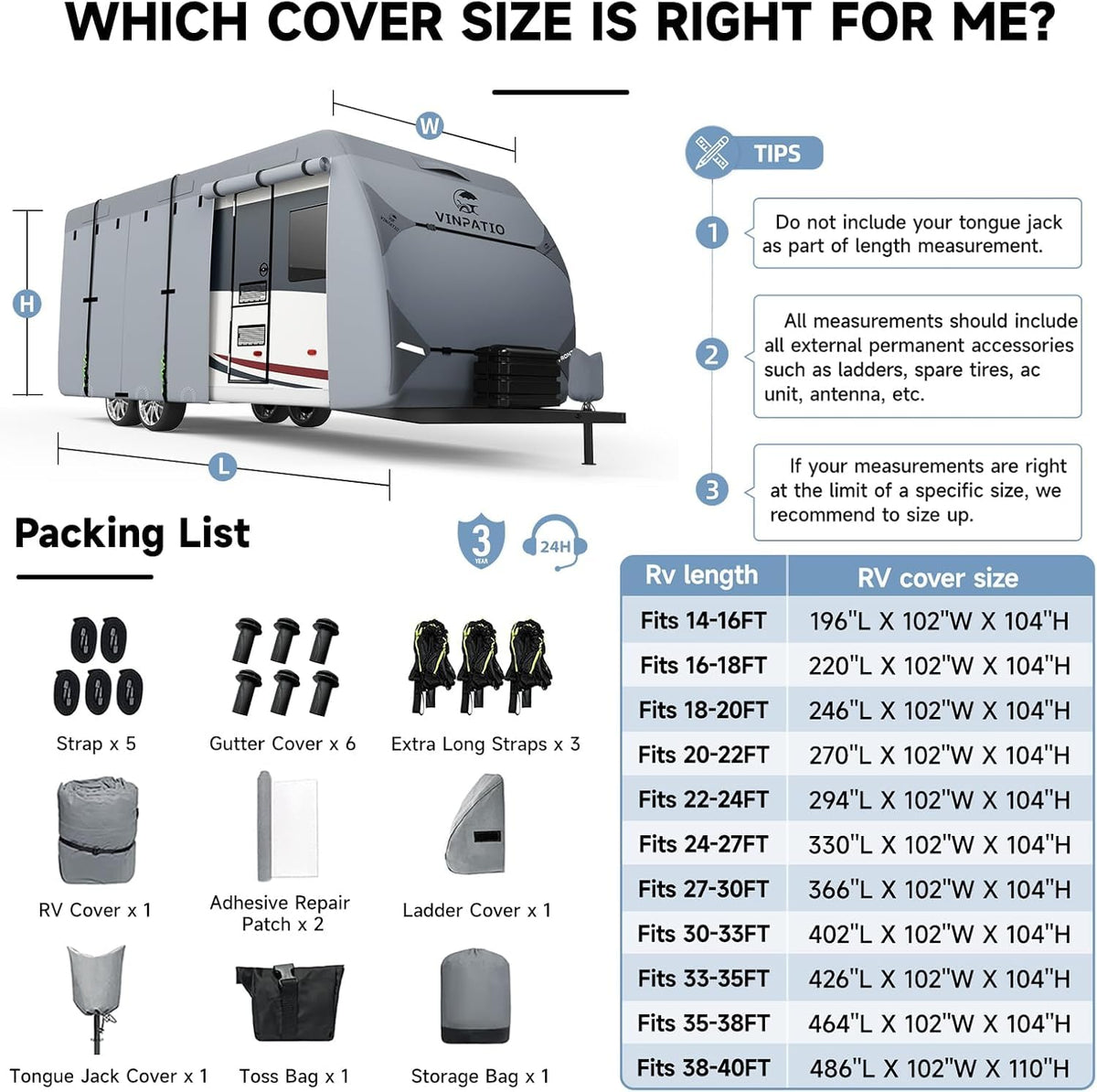7 Layers Travel Trailer Cover Fits 30'-33' B917