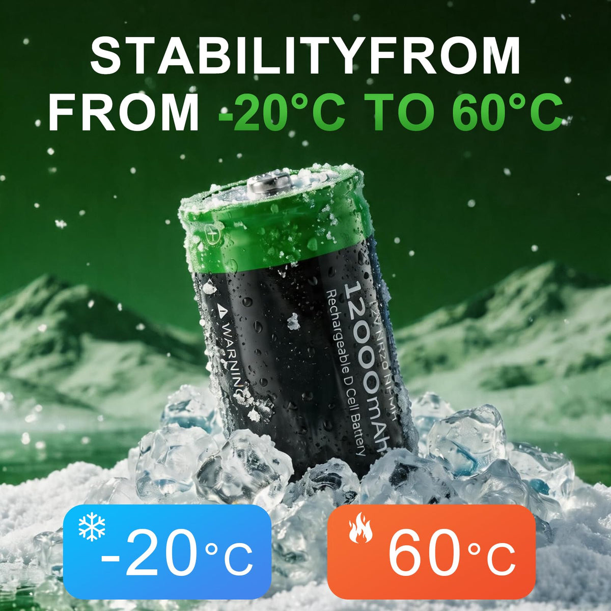 Rechargeable D Batteries, 12000mAh Ni-MH 1.2V 4-Pack K52184