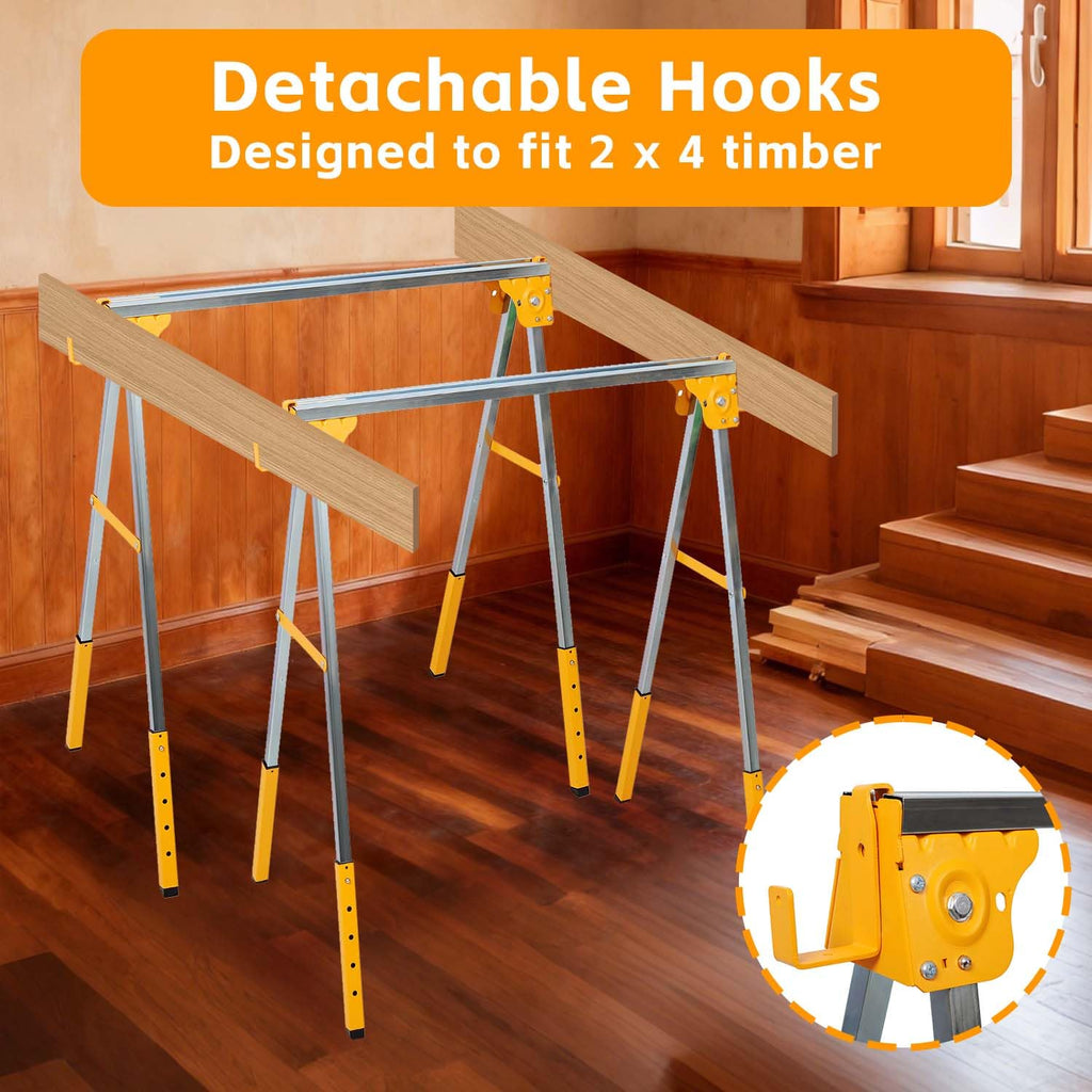Adjustable Folding Steel Sawhorse 2 Pack D1680