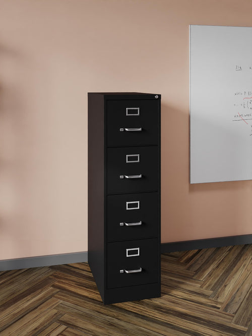 15" W 4 Drawer Vertical File Cabinet, Black, Letter A8064