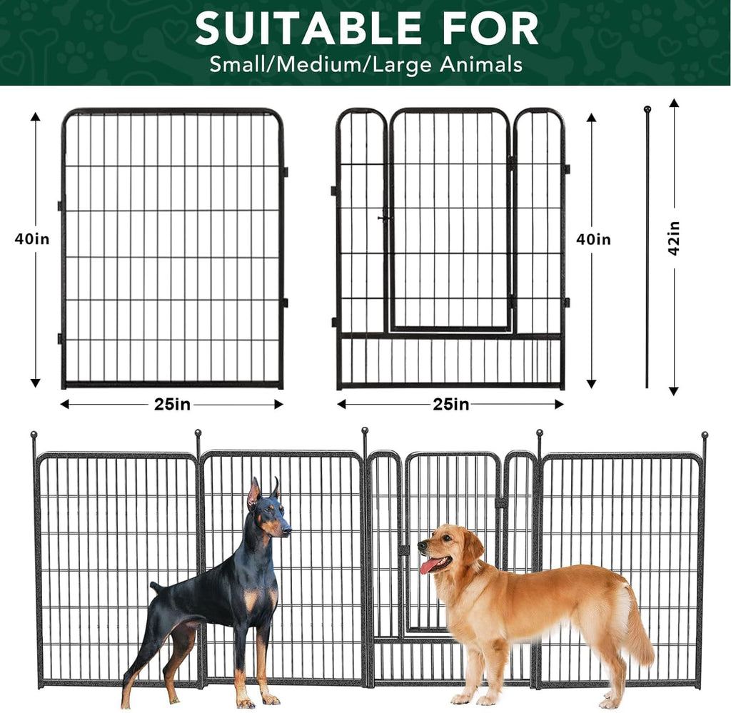 16 Panels 40" High Metal Dog Playpen with Gate M775305