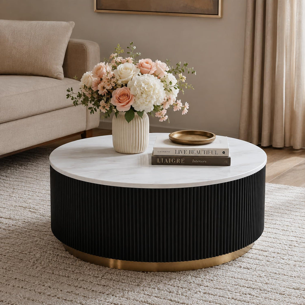 Marble Coffee Table with Pedestal Base Q90117