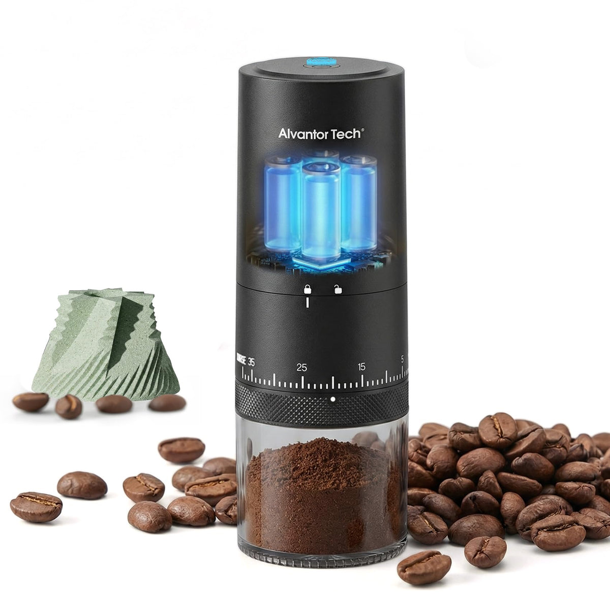 Portable Electric Burr Coffee Grinder with Ceramic Conical Burr U1428