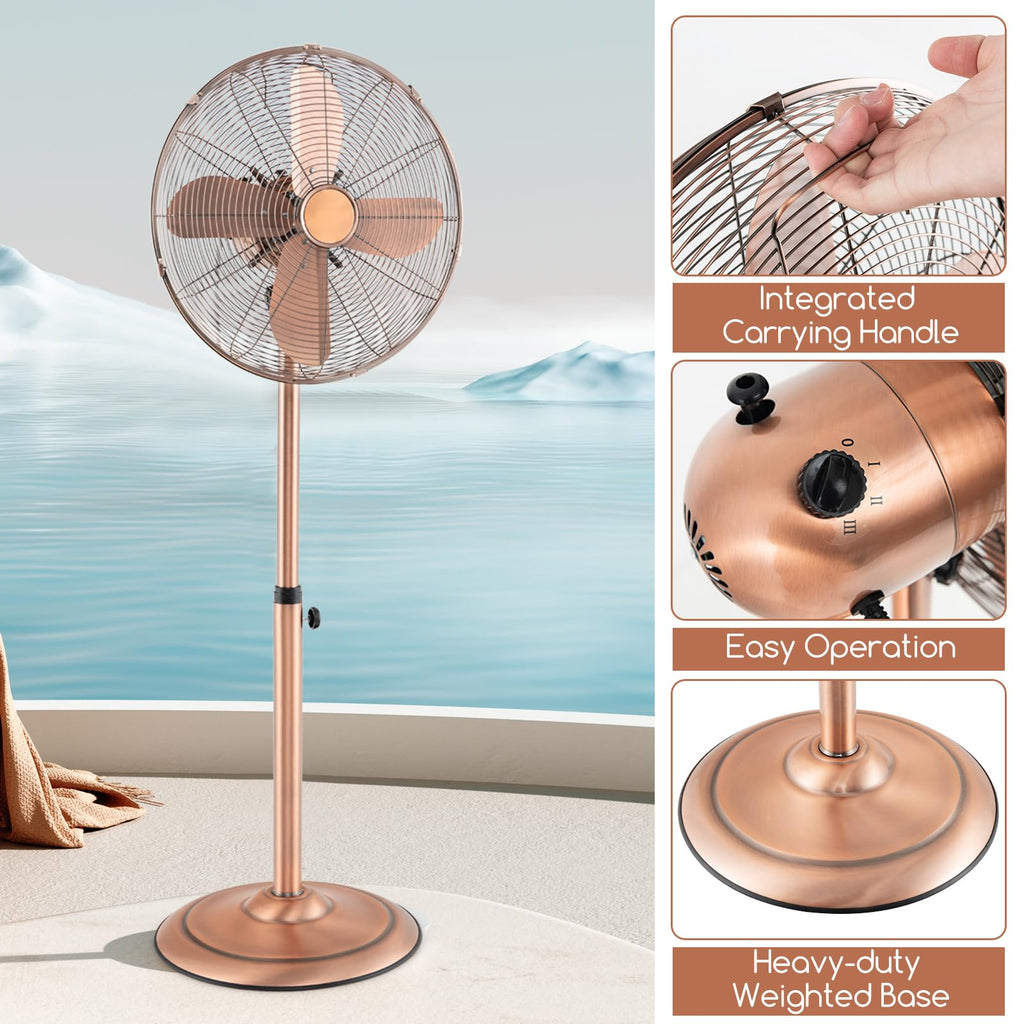 16-Inch Metal Pedestal Fan with Adjustable Height, 3 Speeds, Oscillation Q3937