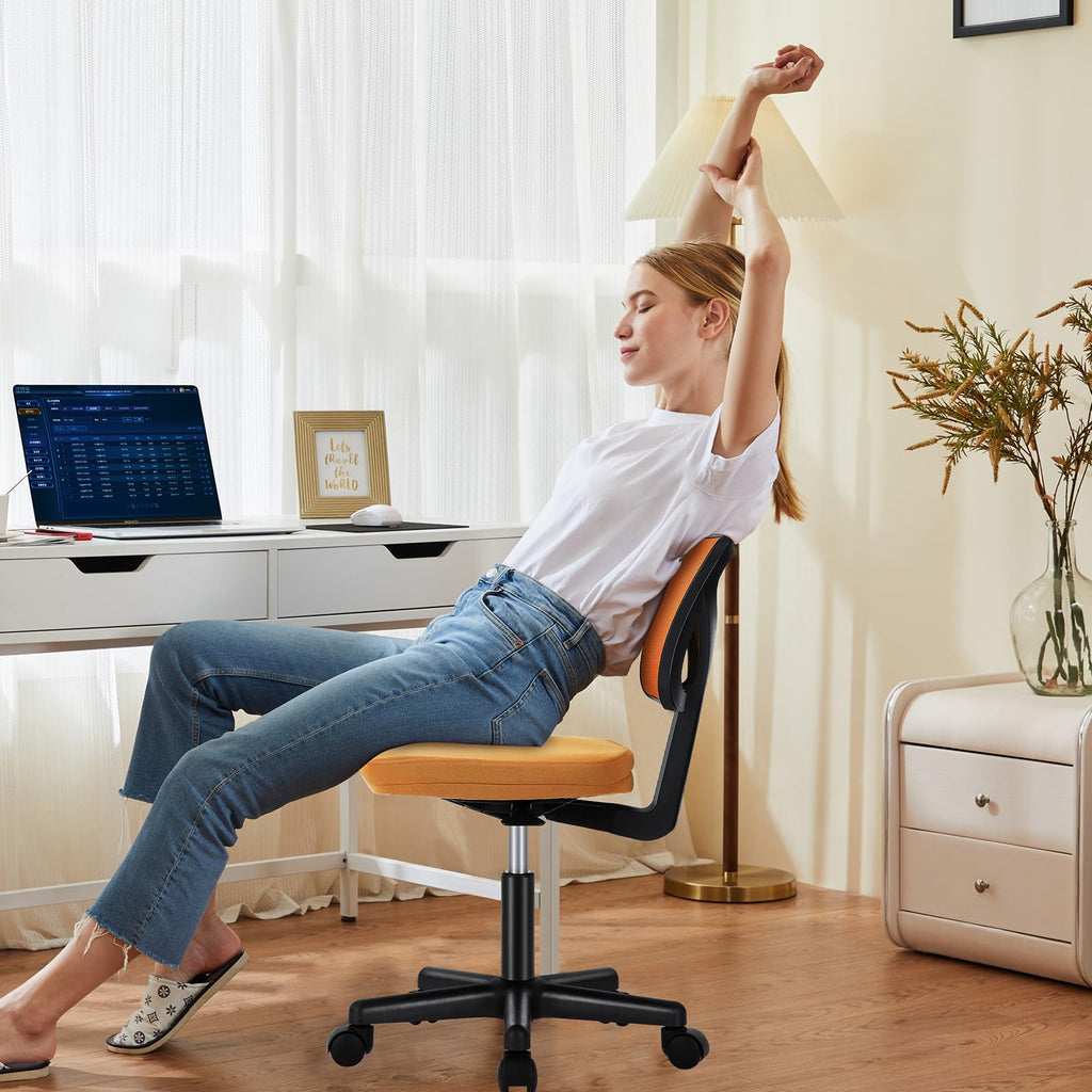Orange Mesh Ergonomic Low-Back Swivel Office Chair D975