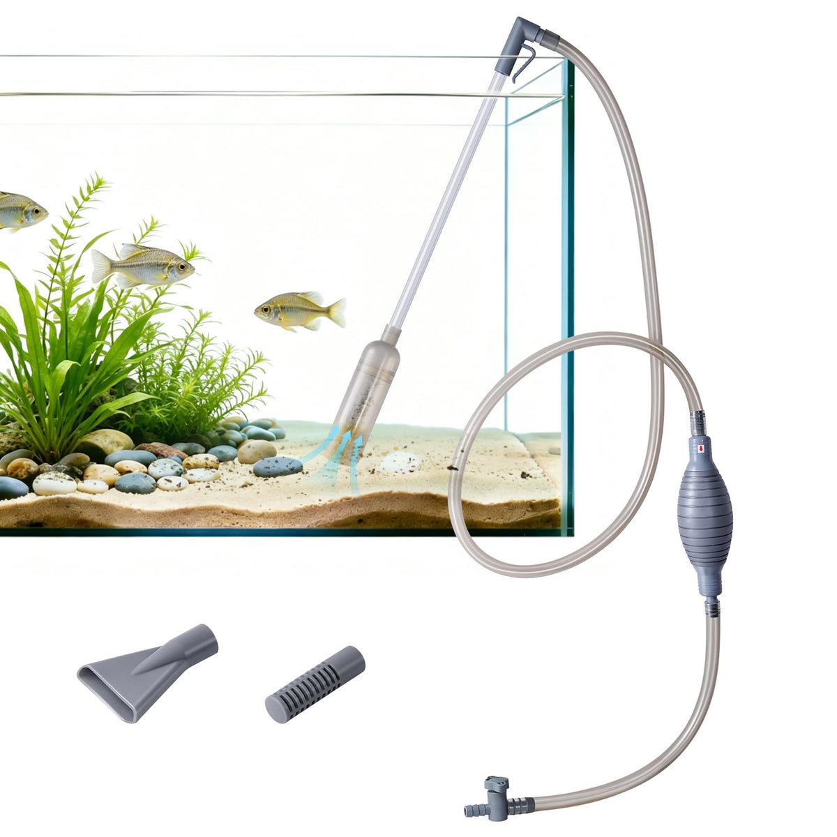 3-in-1 Aquarium Vacuum Gravel Cleaner with Siphon Hose H126